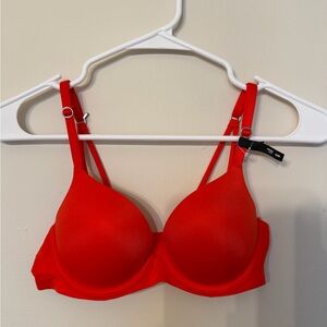 Aerie Real Sunnie Demi Push Up Strappy Red Bra